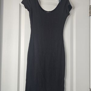 Vibe Black Ribbed Mini Dress
